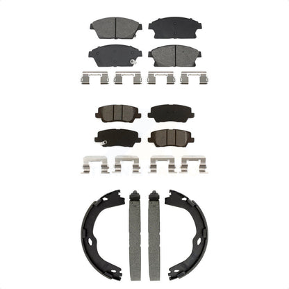Semi-Metallic Brake Pads And Parking Shoes Front Rear Kit For Cadillac ATS