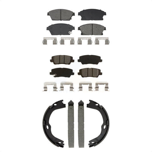 Semi-Metallic Brake Pads And Parking Shoes Front Rear Kit For Cadillac ATS