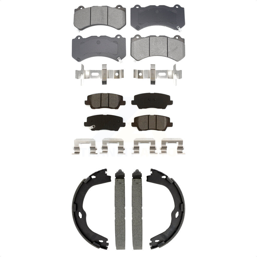 Semi-Metallic Brake Pads And Parking Shoes Front Rear Kit For Cadillac CTS