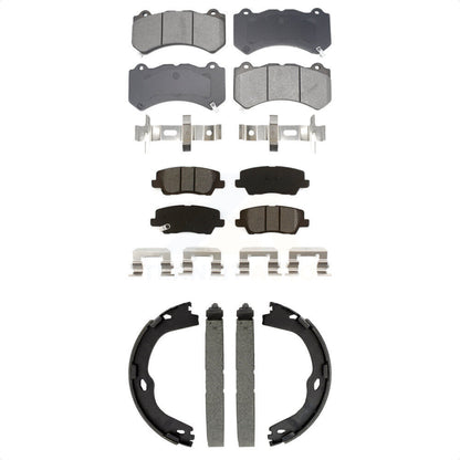 Semi-Metallic Brake Pads And Parking Shoes Front Rear Kit For Cadillac CTS