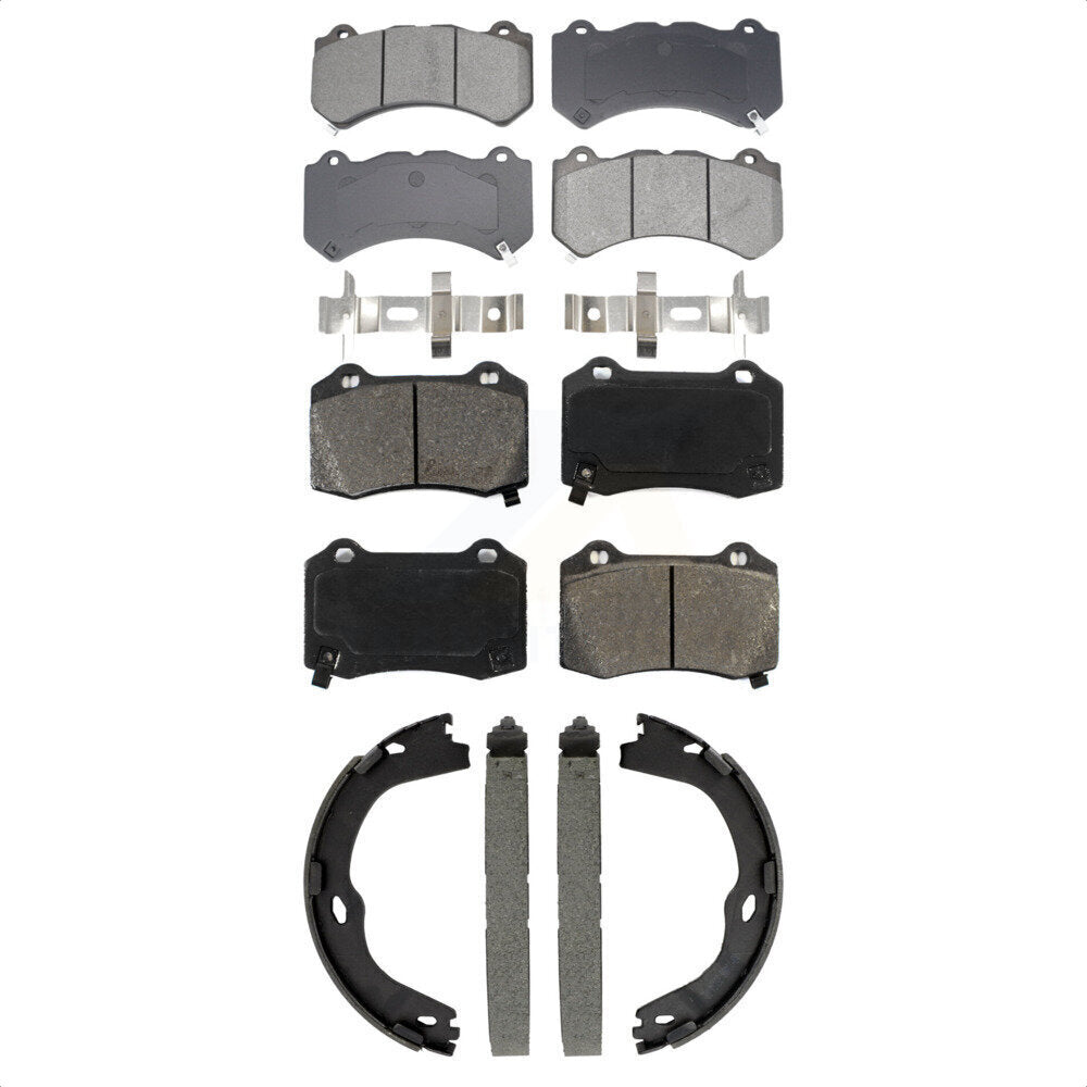 Semi-Metallic Brake Pads Parking Shoe Front Rear Kit For Cadillac CTS V with RWD