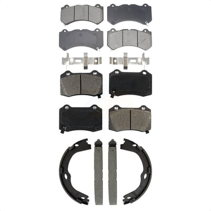 Semi-Metallic Brake Pads Parking Shoe Front Rear Kit For Cadillac CTS V with RWD