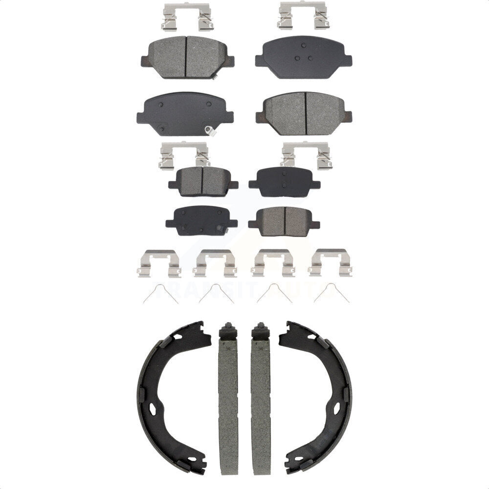 Semi-Metallic Brake Pads And Parking Shoes Front Rear Kit For Chevrolet Camaro