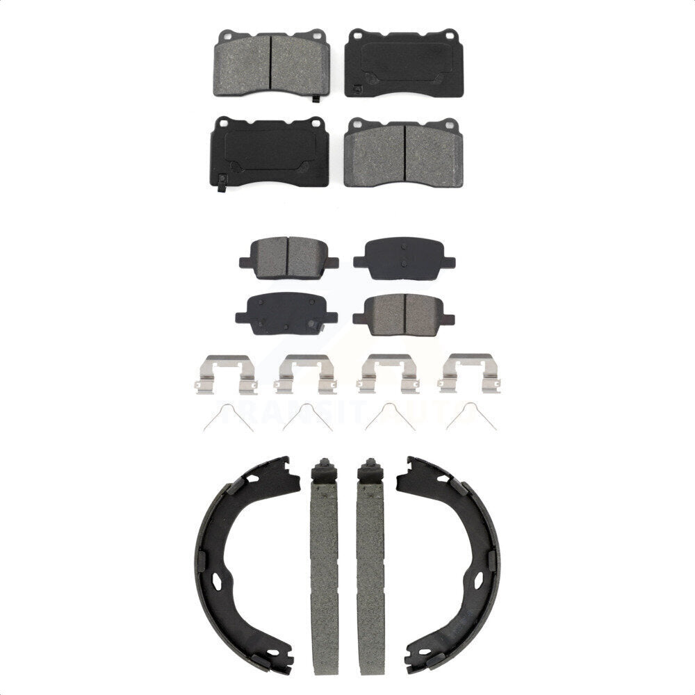 Semi-Metallic Brake Pads And Parking Shoes Front Rear Kit For Chevrolet Camaro