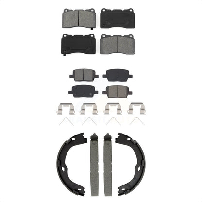 Semi-Metallic Brake Pads And Parking Shoes Front Rear Kit For Chevrolet Camaro