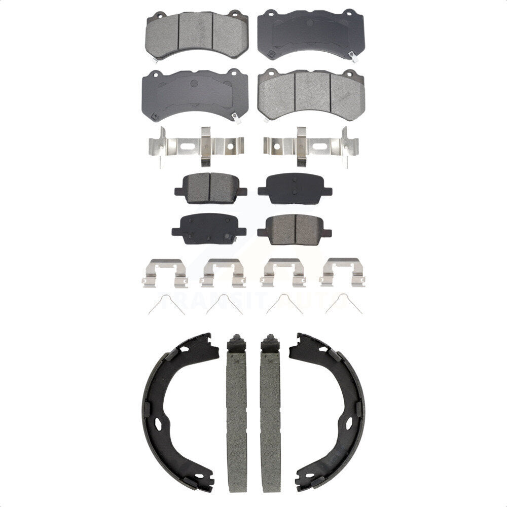 Semi-Metallic Brake Pads And Parking Shoes Front Rear Kit For Chevrolet Camaro