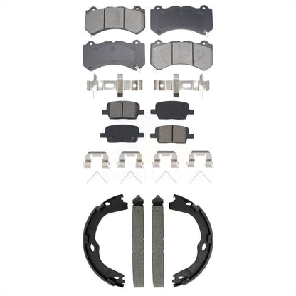 Semi-Metallic Brake Pads And Parking Shoes Front Rear Kit For Chevrolet Camaro