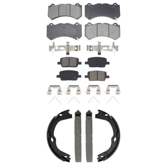Semi-Metallic Brake Pads And Parking Shoes Front Rear Kit For Chevrolet Camaro