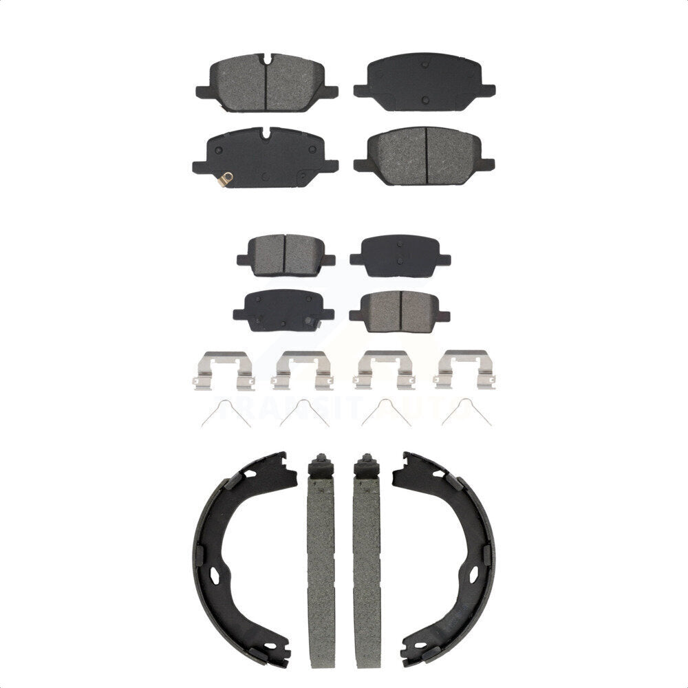 Semi-Metallic Brake Pads And Parking Shoes Front Rear Kit For Chevrolet Camaro