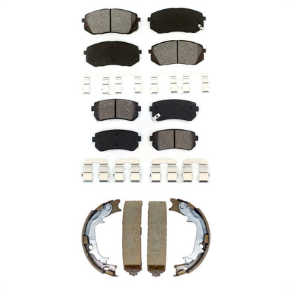 Semi-Metallic Brake Pads Parking Shoes Front Rear Kit For Hyundai Tucson Kia AWD