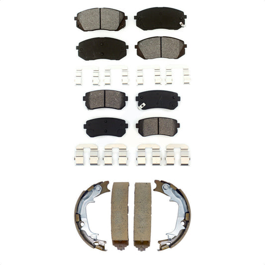 Semi-Metallic Brake Pads Parking Shoes Front Rear Kit For Hyundai Tucson Kia AWD
