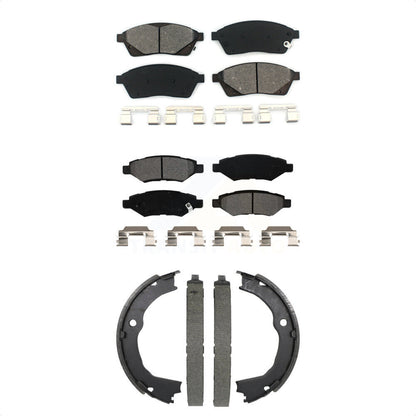 Semi-Metallic Brake Pads Parking Shoes Front Rear Kit For 2010-2016 Cadillac SRX