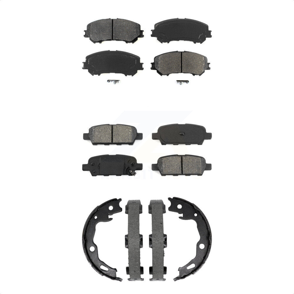 Semi-Metallic Brake Pads And Parking Shoes Front Rear Kit For Nissan Rogue Sport