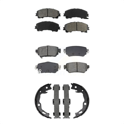 Semi-Metallic Brake Pads And Parking Shoes Front Rear Kit For Nissan Rogue