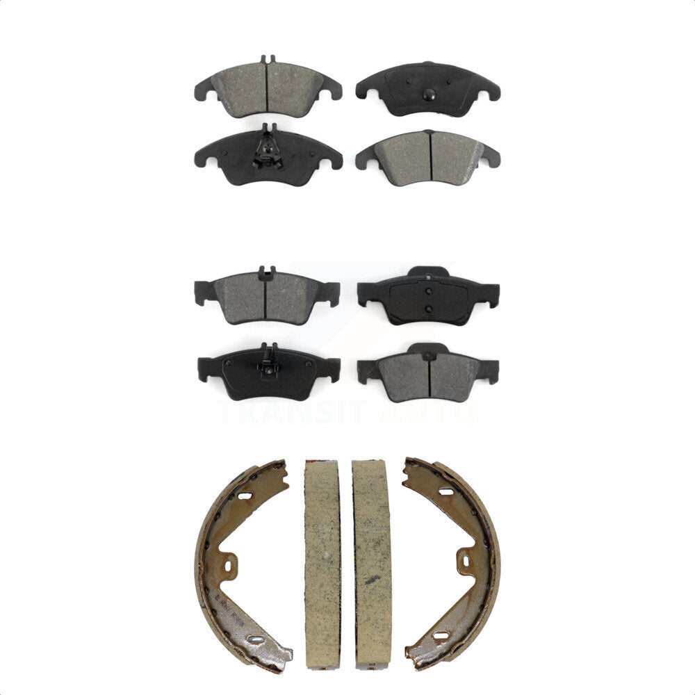 Semi-Metallic Brake Pads Parking Shoe Front Rear Kit For Mercedes-Benz E350 E400
