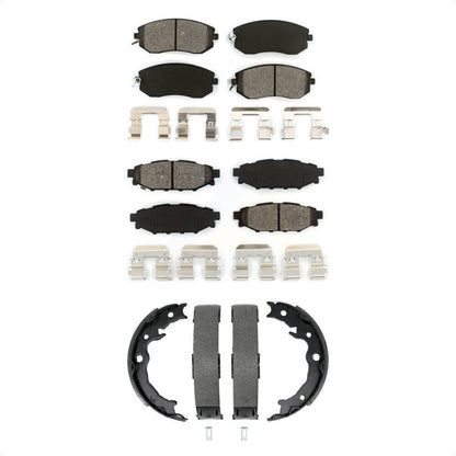 Semi-Metallic Brake Pads Parking Shoe Front Rear Kit For Subaru Forester Impreza