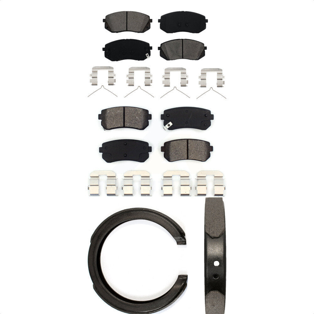 Semi-Metallic Brake Pads And Parking Shoes Front Rear Kit For Hyundai Sonata
