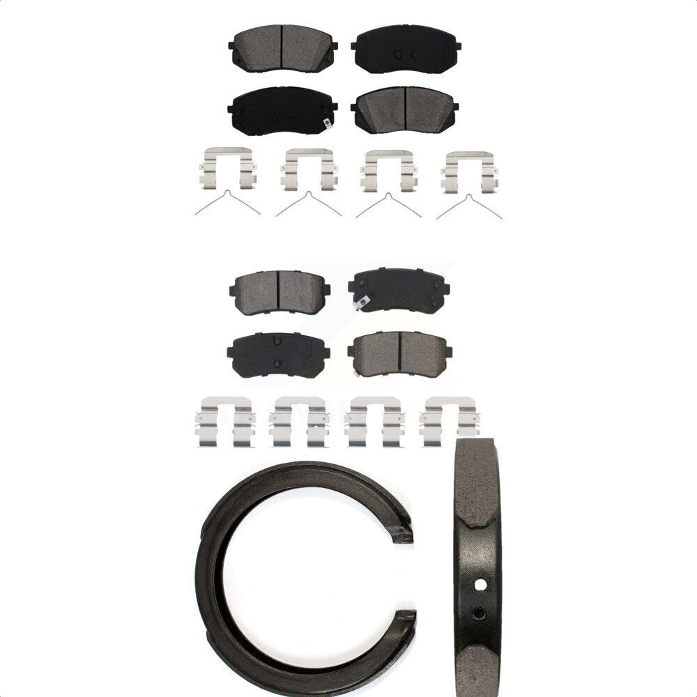 Semi-Metallic Brake Pads And Parking Shoes Front Rear Kit For Kia Optima