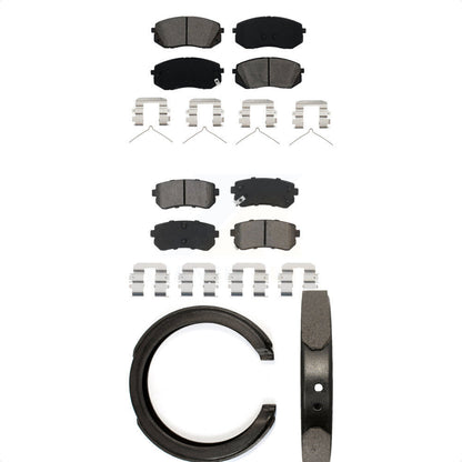 Semi-Metallic Brake Pads And Parking Shoes Front Rear Kit For Kia Optima