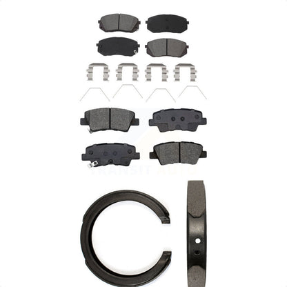 Semi-Metallic Brake Pads And Parking Shoes Front Rear Kit For Kia Optima