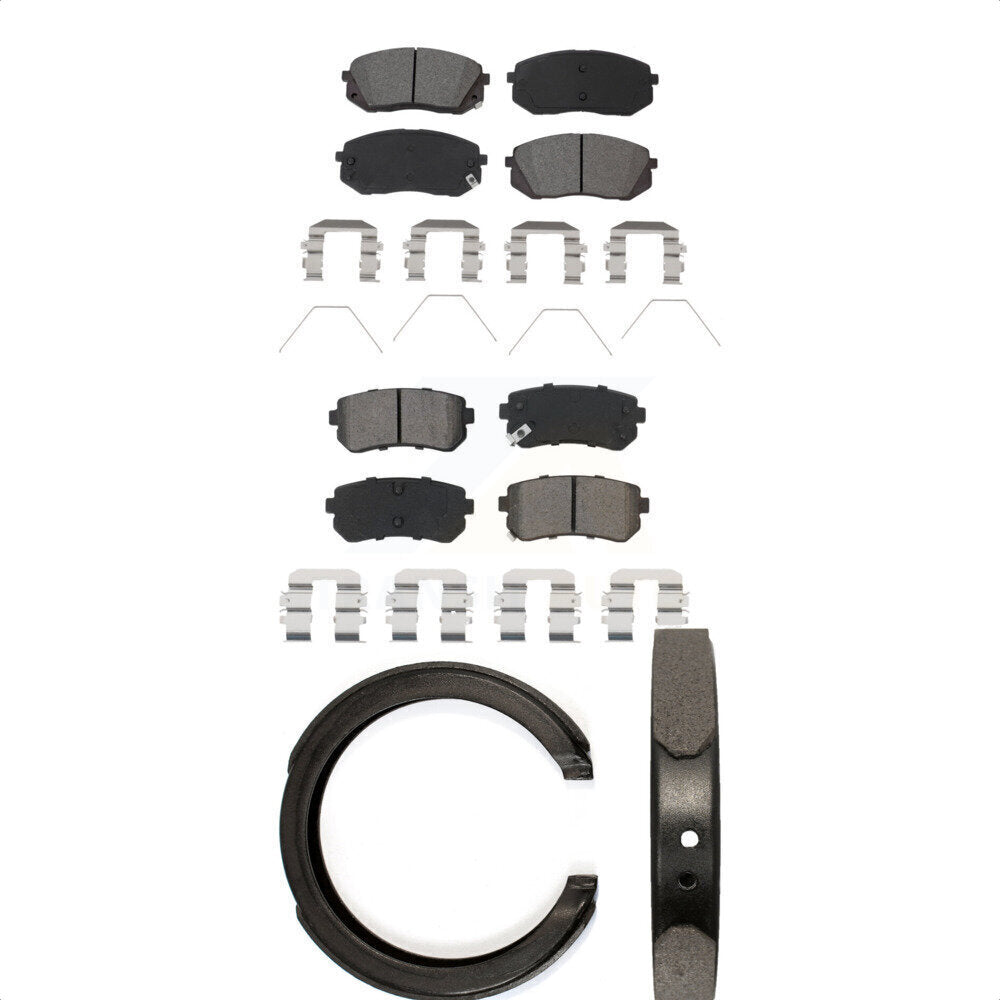 Semi-Metallic Brake Pads And Parking Shoes Front Rear Kit For Kia Optima