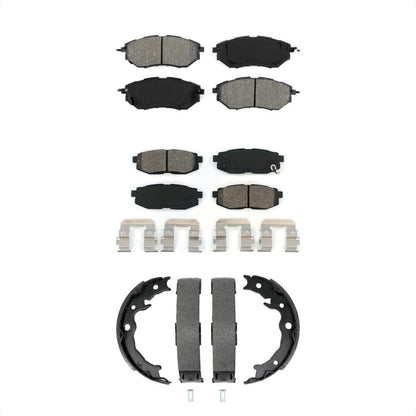 Semi-Metallic Brake Pads & Parking Shoes Front Rear Kit For Subaru Forester 2.0L
