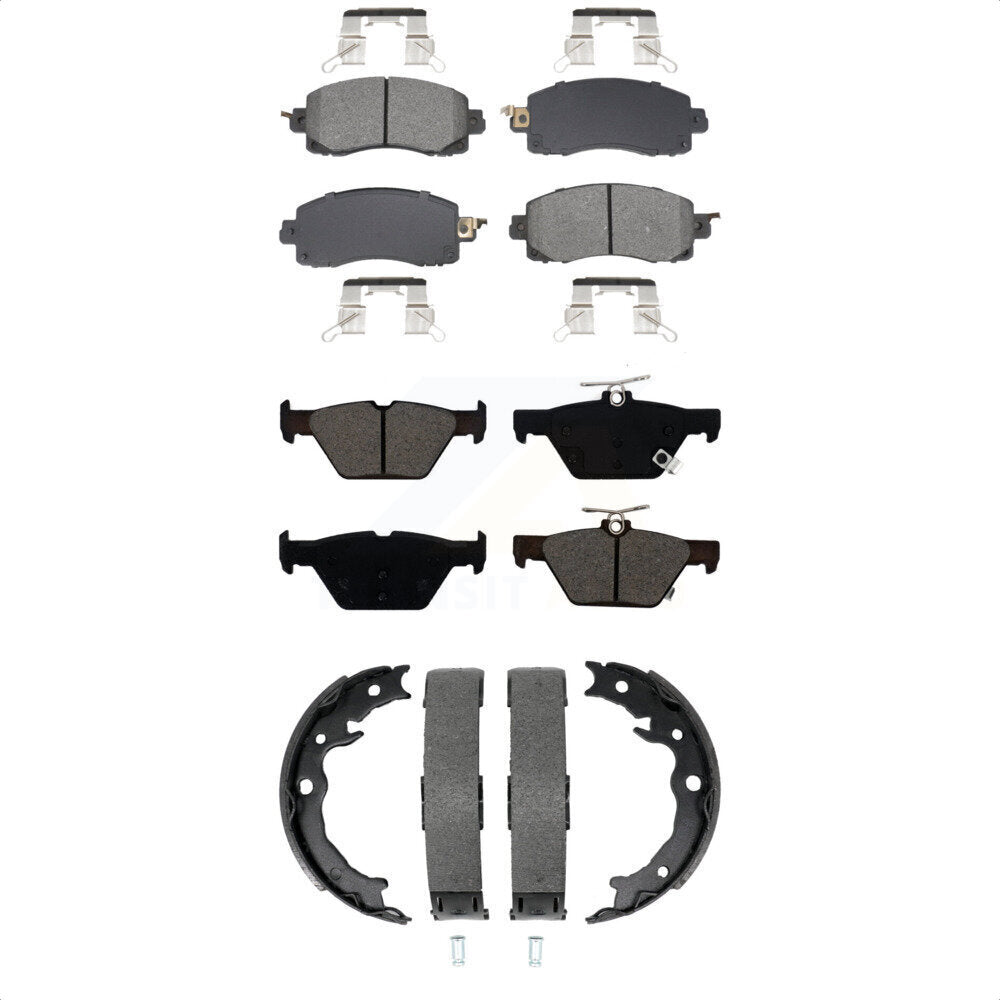 Semi-Metallic Brake Pads And Parking Shoes Front Rear Kit For Subaru Crosstrek