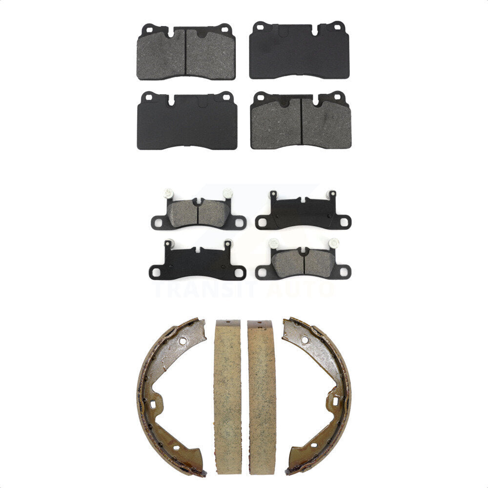 Semi-Metallic Brake Pads And Parking Shoes Front Rear Kit For Volkswagen Touareg