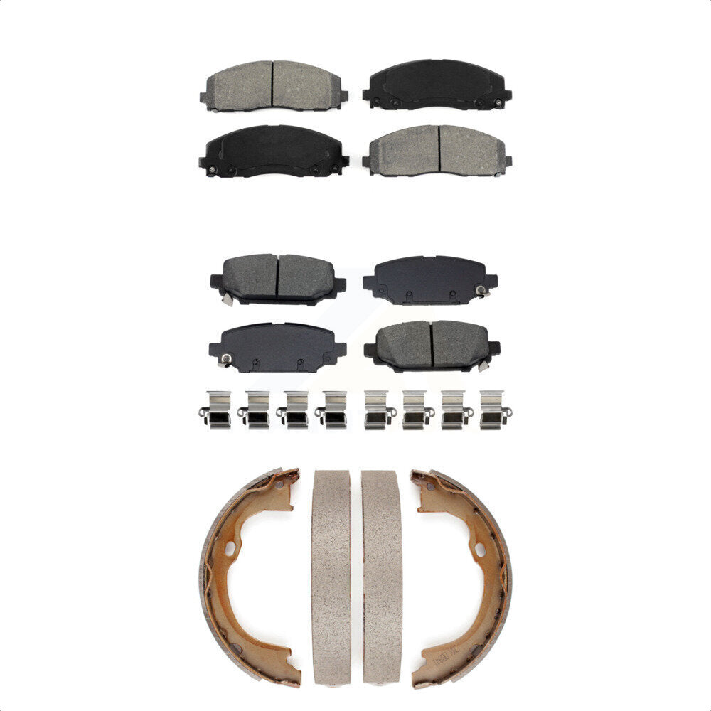 Semi-Metallic Brake Pads And Parking Shoes Front Rear Kit For Jeep Wrangler