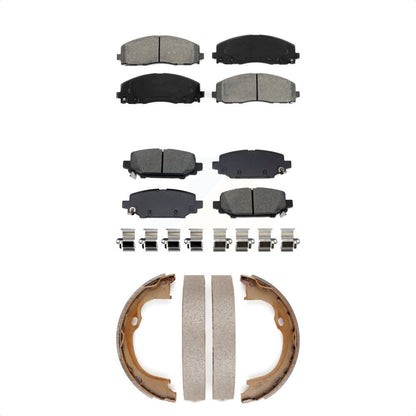 Semi-Metallic Brake Pads And Parking Shoes Front Rear Kit For Jeep Wrangler