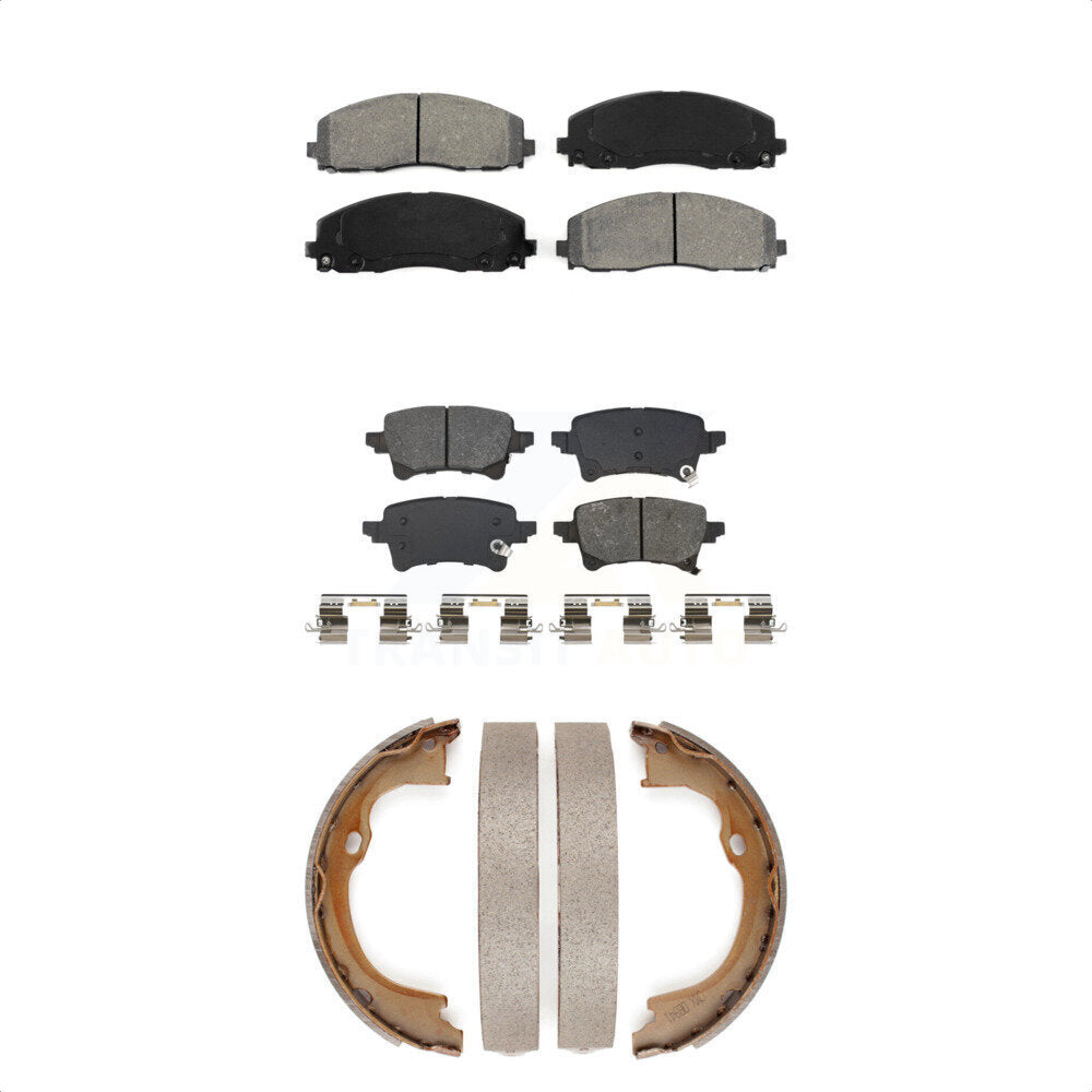 Semi-Metallic Brake Pads Parking Shoe Front Rear Kit For Jeep Wrangler Gladiator