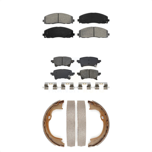 Semi-Metallic Brake Pads Parking Shoe Front Rear Kit For Jeep Wrangler Gladiator