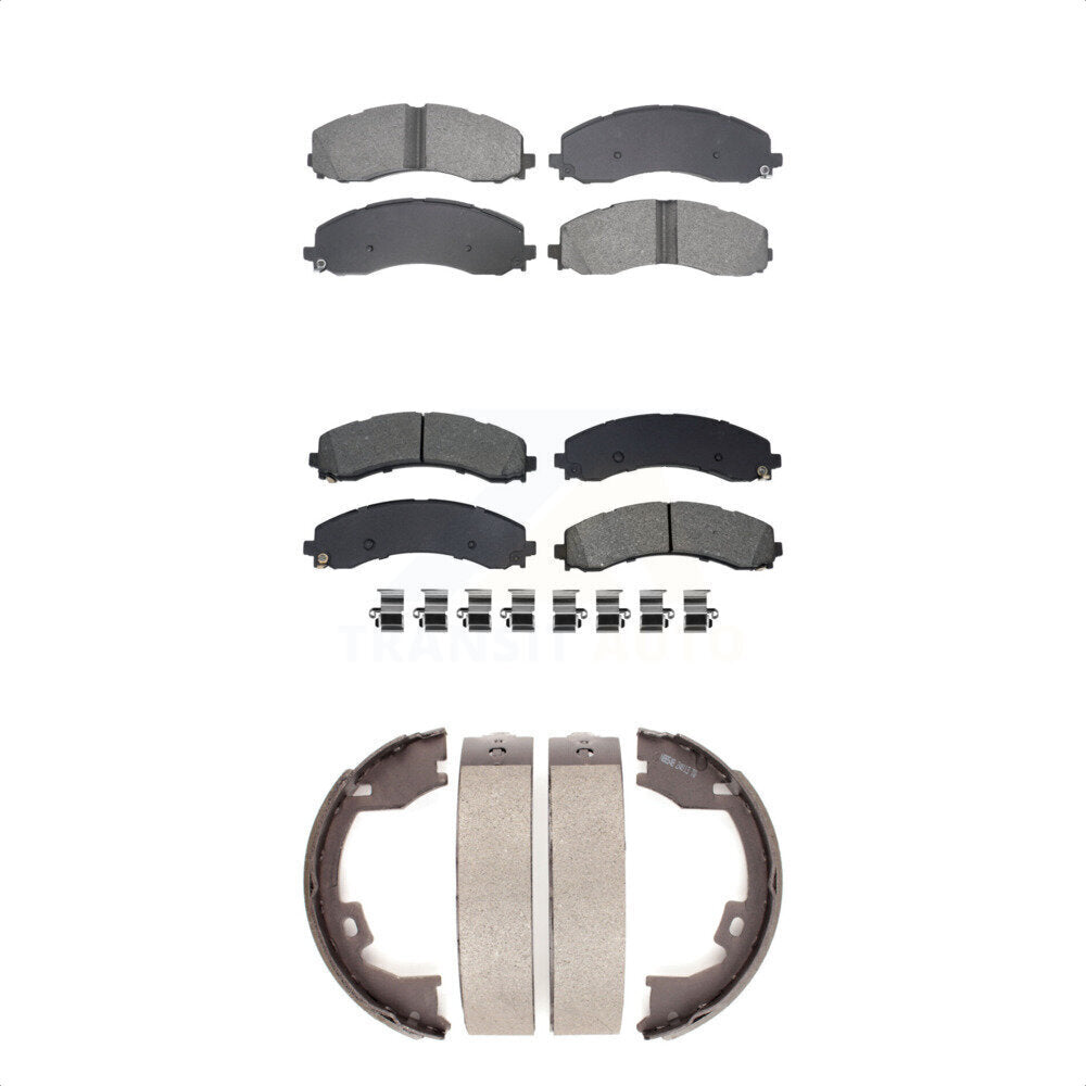 Semi-Metallic Brake Pads And Parking Shoes Front Rear Kit For Ram 3500
