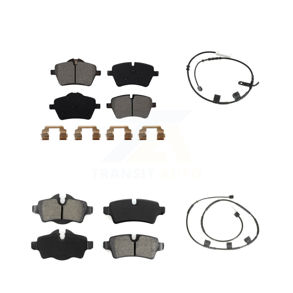Semi-Metallic Disc Brake Pad And Wear Sensor Front Rear Kit For Mini Cooper 1.6L