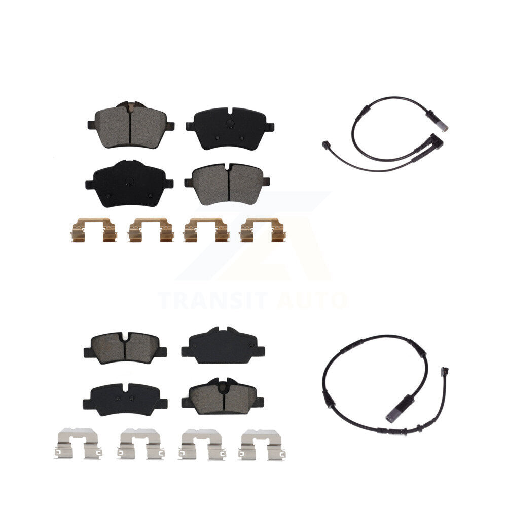 Semi-Metallic Disc Brake Pads And Wear Sensors Front Rear Kit For Mini Cooper
