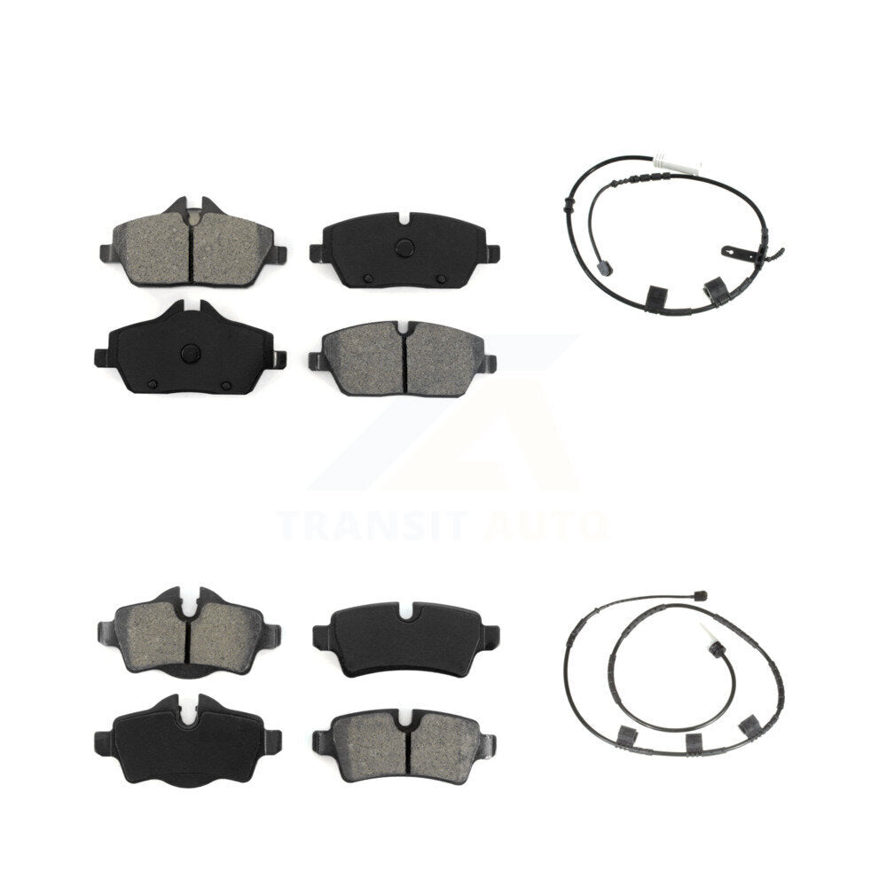 Semi-Metallic Disc Brake Pad And Wear Sensor Front Rear Kit For Mini Cooper 1.6L