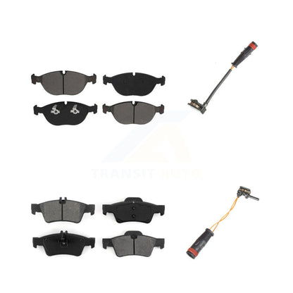 Semi-Metallic Brake Pad & Wear Sensor Front Rear Kit For Mercedes-Benz S500 S430