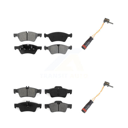 Semi-Metallic Brake Pads & Wear Sensor Front Rear Kit For Mercedes-Benz E350 AWD