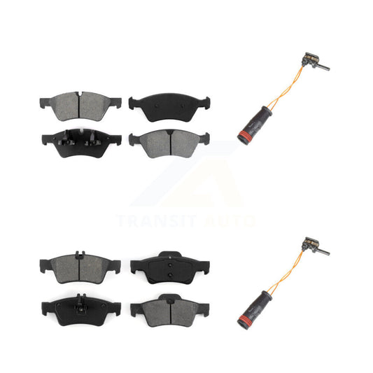 Semi-Metallic Brake Pads & Wear Sensor Front Rear Kit For Mercedes-Benz E350 AWD