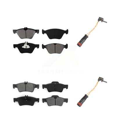 Semi-Metallic Brake Pad & Wear Sensor Front Rear Kit For Mercedes-Benz E350 E300