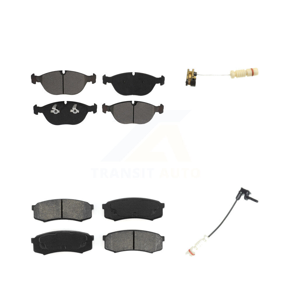 Semi-Metallic Brake Pad And Wear Sensor Front Rear Kit For Mercedes-Benz C43 AMG