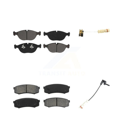 Semi-Metallic Brake Pad And Wear Sensor Front Rear Kit For Mercedes-Benz C43 AMG