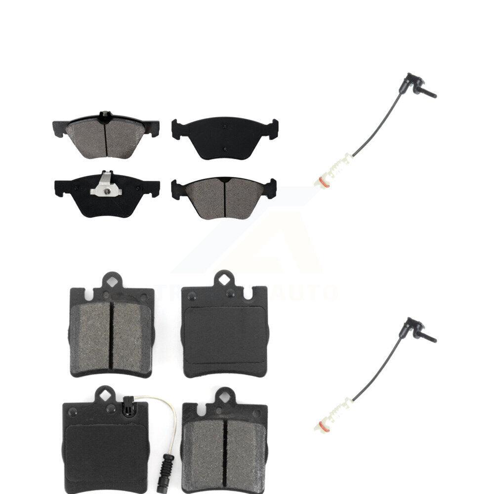 Semi-Metallic Brake Pads Extra Wear Sensor Front Rear Kit For Mercedes-Benz E320