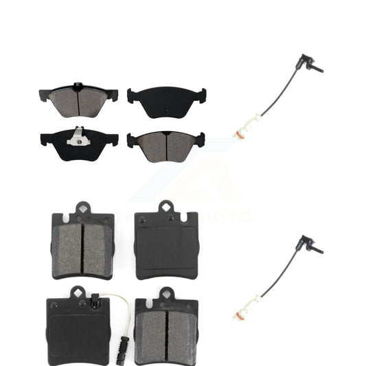 Semi-Metallic Brake Pads Extra Wear Sensor Front Rear Kit For Mercedes-Benz E320