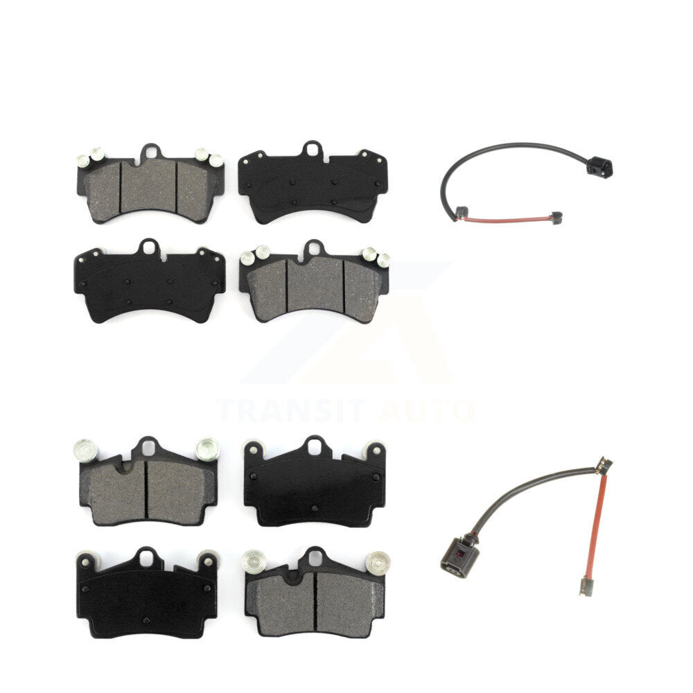 Semi-Metallic Brake Pad & Wear Sensor Front Rear Kit For Audi Q7 Porsche Cayenne
