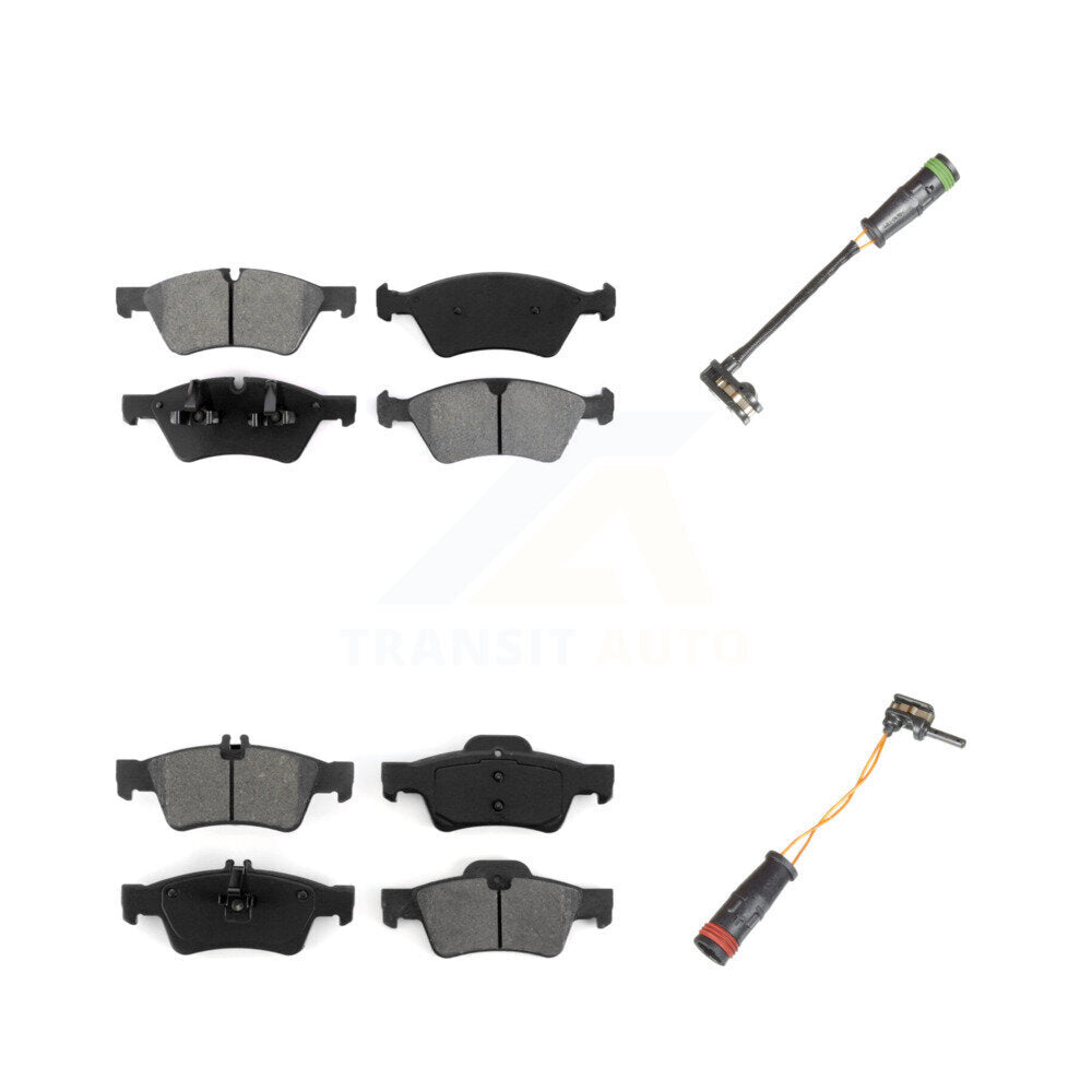 Semi-Metallic Disc Brake Pad & Wear Sensor Front Rear Kit For Mercedes-Benz E550