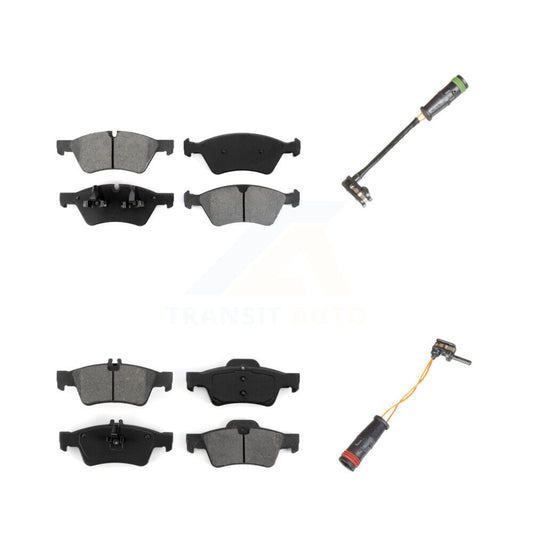 Semi-Metallic Disc Brake Pad & Wear Sensor Front Rear Kit For Mercedes-Benz E550