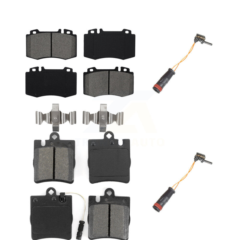 Semi-Metallic Brake Pads Extra Wear Sensor Front Rear Kit For Mercedes-Benz C230