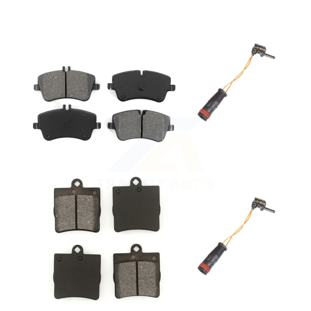 Semi-Metallic Brake Pad & Wear Sensor Front Rear Kit For Mercedes-Benz C230 C240