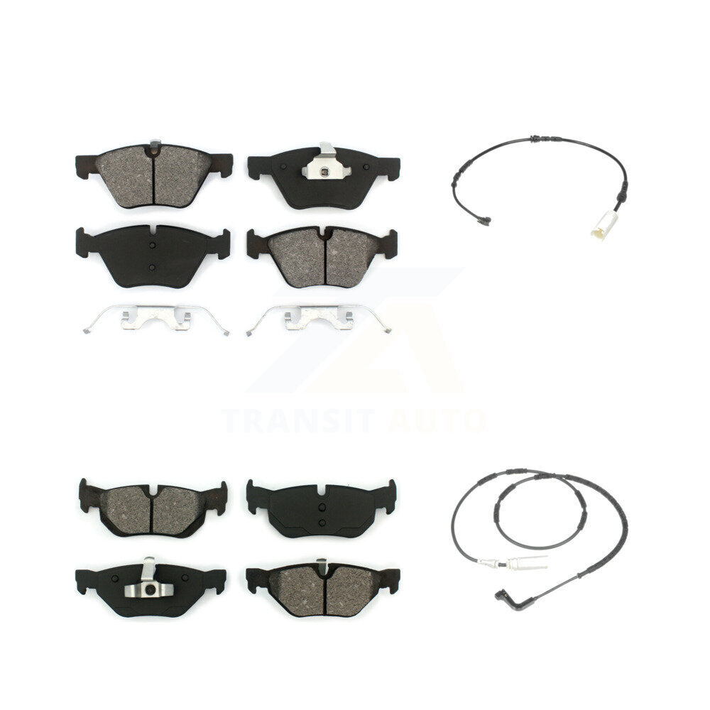 Semi-Metallic Disc Brake Pads And Wear Sensors Front Rear Kit For BMW 128i 3.0L